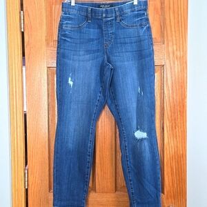 Judy Blue Jeans Womens 11/30 Mid Rise Pull On Boyfriend Fit Distressed Pants
